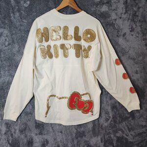 Hello Kitty Spirit Jersey Rare Universal Studios M Sweatshirt Glitter Bows 50th